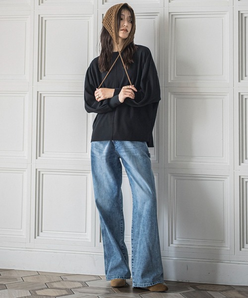 MAYSON GREY(メイソングレイ)の「叶えるドルマンプルオーバー≪手洗い可能≫(Tシャツ/カットソー・レディース・オフホワイト/ブラック/ブラウン・M)」の7枚目の写真