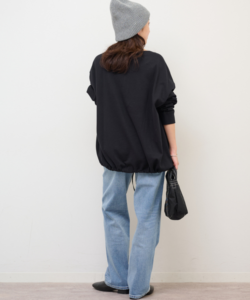 JOURNAL STANDARD relume（ジャーナルスタンダード　レリューム）の「オーバーサイズヘンリーネック（Tシャツ/カットソー・レディース・ブラック系その他/ブラック/ホワイト・FREE）」の7枚目の写真