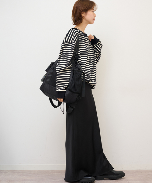 JOURNAL STANDARD relume（ジャーナルスタンダード　レリューム）の「オーバーサイズヘンリーネック（Tシャツ/カットソー・レディース・ブラック系その他/ブラック/ホワイト・FREE）」の13枚目の写真