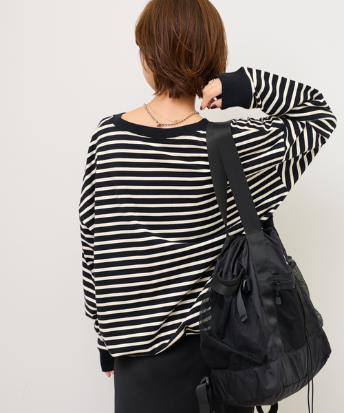 JOURNAL STANDARD relume（ジャーナルスタンダード　レリューム）の「オーバーサイズヘンリーネック（Tシャツ/カットソー・レディース・ブラック系その他/ブラック/ホワイト・FREE）」の18枚目の写真