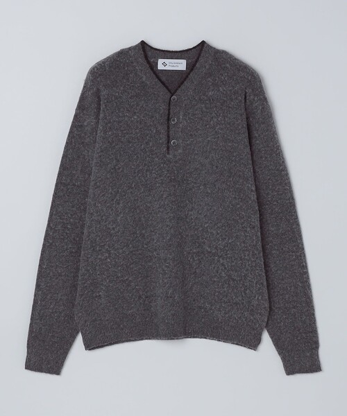 City Ambient Products（シティアンビエントプロダクツ）の「City Ambient Products: シャギー ヘンリー ネック ニット（ニット/セーター・メンズ・グレー/ブラック/ブラウン・SMALL/MEDIUM/LARGE）」の3枚目の写真
