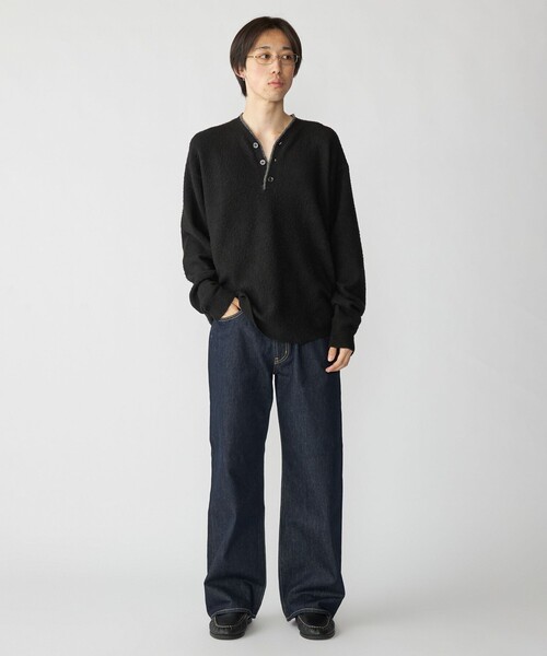 City Ambient Products（シティアンビエントプロダクツ）の「City Ambient Products: シャギー ヘンリー ネック ニット（ニット/セーター・メンズ・グレー/ブラック/ブラウン・SMALL/MEDIUM/LARGE）」の9枚目の写真