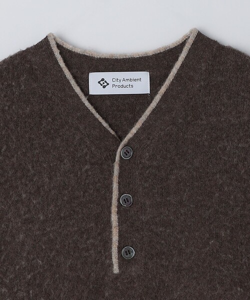 City Ambient Products（シティアンビエントプロダクツ）の「City Ambient Products: シャギー ヘンリー ネック ニット（ニット/セーター・メンズ・グレー/ブラック/ブラウン・SMALL/MEDIUM/LARGE）」の10枚目の写真