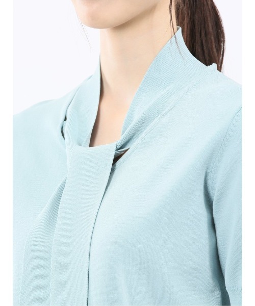 m.f.editorial（エムエフエディトリアル）の「【ストレッチ ハンドウォッシャブル】m.f.エディトリアル レディース 2WAY 半袖ニットプルオーバー（ニット/セーター・レディース・イエロー/ネイビー/ライトグレー/サックスブルー・MEDIUM/LARGE）」の9枚目の写真