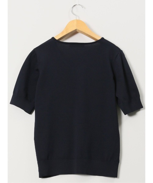 m.f.editorial（エムエフエディトリアル）の「【ストレッチ ハンドウォッシャブル】m.f.エディトリアル レディース 2WAY 半袖ニットプルオーバー（ニット/セーター・レディース・イエロー/ネイビー/ライトグレー/サックスブルー・MEDIUM/LARGE）」の13枚目の写真