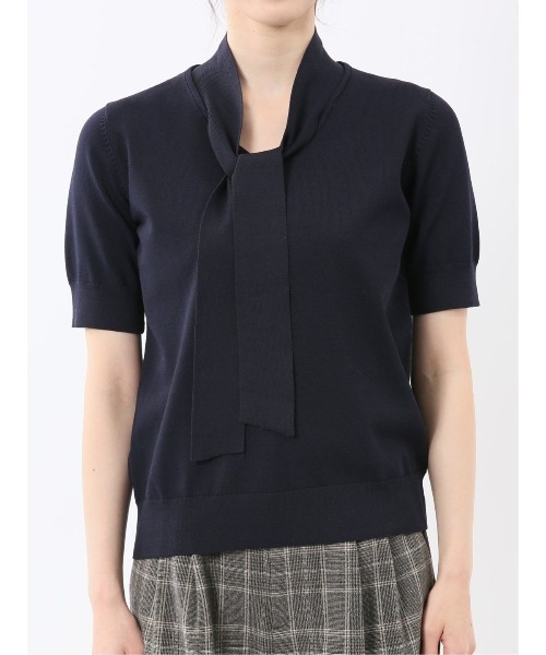 m.f.editorial（エムエフエディトリアル）の「【ストレッチ ハンドウォッシャブル】m.f.エディトリアル レディース 2WAY 半袖ニットプルオーバー（ニット/セーター・レディース・イエロー/ネイビー/ライトグレー/サックスブルー・MEDIUM/LARGE）」の17枚目の写真