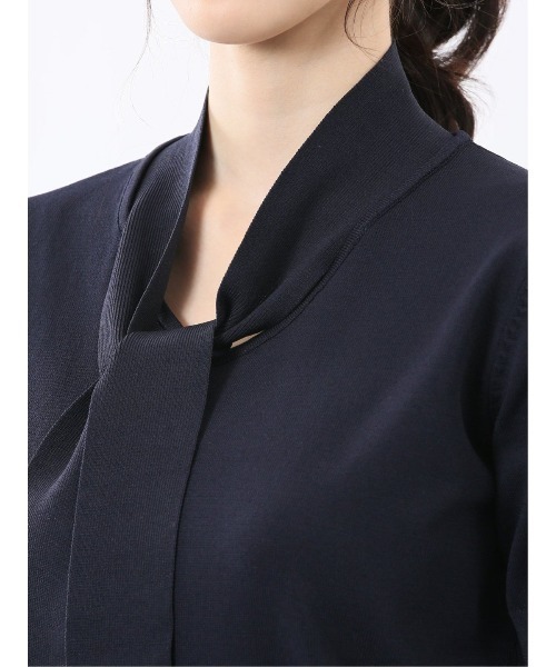 m.f.editorial（エムエフエディトリアル）の「【ストレッチ ハンドウォッシャブル】m.f.エディトリアル レディース 2WAY 半袖ニットプルオーバー（ニット/セーター・レディース・イエロー/ネイビー/ライトグレー/サックスブルー・MEDIUM/LARGE）」の20枚目の写真