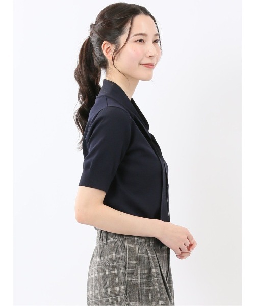 m.f.editorial（エムエフエディトリアル）の「【ストレッチ ハンドウォッシャブル】m.f.エディトリアル レディース 2WAY 半袖ニットプルオーバー（ニット/セーター・レディース・イエロー/ネイビー/ライトグレー/サックスブルー・MEDIUM/LARGE）」の22枚目の写真