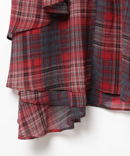 BAYFLOW(ベイフロー)の「イレヘムチェックフレアスカート(スカート・レディース・レッド/ネイビー・FREE)」の9枚目の写真