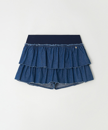 CANCAN RUFFLE BANDING DENIM PANTSKIRT BLUE