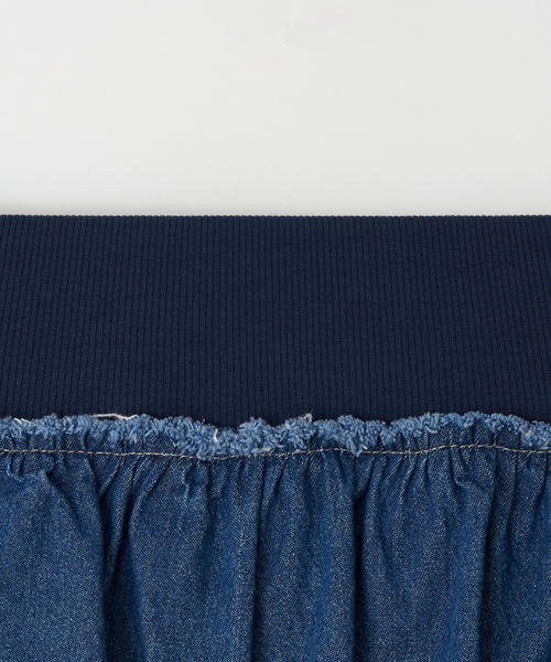 RONRON(ロンロン)の「CANCAN RUFFLE BANDING DENIM PANTSKIRT BLUE(スカート・レディース・その他・FREE)」の3枚目の写真