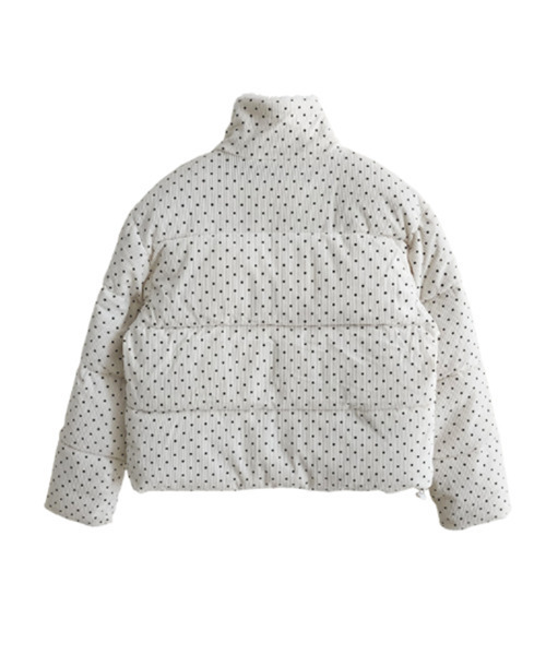 【 激レア☆ 】 タダシショージ　ビーズ　ジャケット　ノーカラー　花柄　キラキ セール】ドット柄 ボア ショート中綿ジャケット（ダウンジャケット