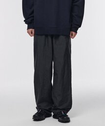 速起毛ナイロンワイドストリングパンツ[ダークグレー]