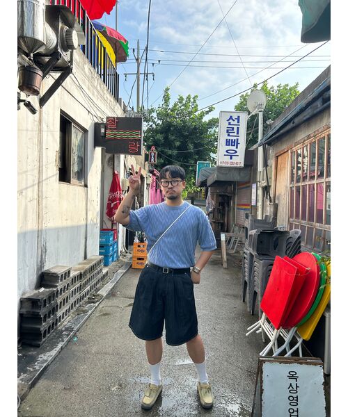 TRILLION(トリリオン)の「レインスロップツータックバミューダデニムショーツ(INDIGO)(その他パンツ・レディース・その他・MEDIUM/LARGE/X-LARGE)」の3枚目の写真