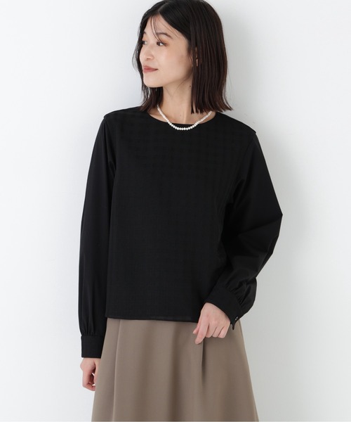 human woman(ヒューマンウーマン)の「◆【ウォッシャブル】レースドッキングプルオーバー(シャツ/ブラウス・レディース・ブラック/ホワイト・MEDIUM)」の1枚目の写真