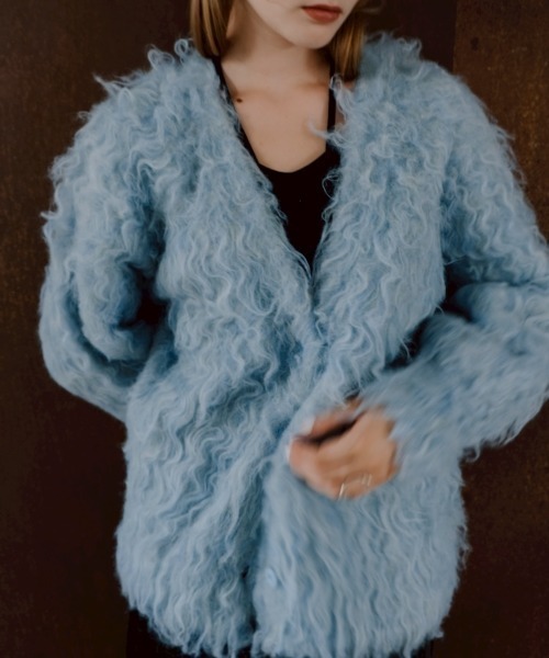sahara（サハラ）の「Carl Shaggy Knit Cardigan/カールシャギーニットカーディガン（カーディガン/ボレロ・レディース・アイボリー/ライトブルー/ブラウン/レッド・FREE）」の3枚目の写真