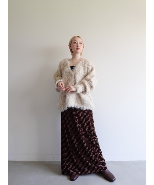 sahara（サハラ）の「Carl Shaggy Knit Cardigan/カールシャギーニットカーディガン（カーディガン/ボレロ・レディース・アイボリー/ライトブルー/ブラウン/レッド・FREE）」の12枚目の写真