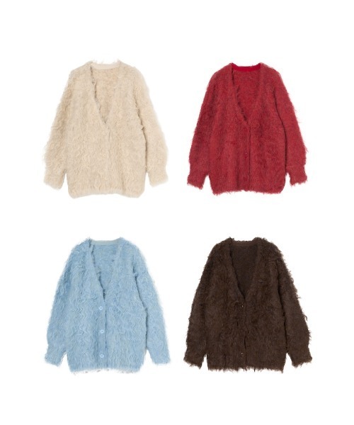 sahara（サハラ）の「Carl Shaggy Knit Cardigan/カールシャギーニットカーディガン（カーディガン/ボレロ・レディース・アイボリー/ライトブルー/ブラウン/レッド・FREE）」の14枚目の写真