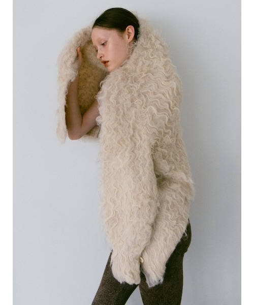 sahara（サハラ）の「Carl Shaggy Knit Cardigan/カールシャギーニットカーディガン（カーディガン/ボレロ・レディース・アイボリー/ライトブルー/ブラウン/レッド・FREE）」の5枚目の写真