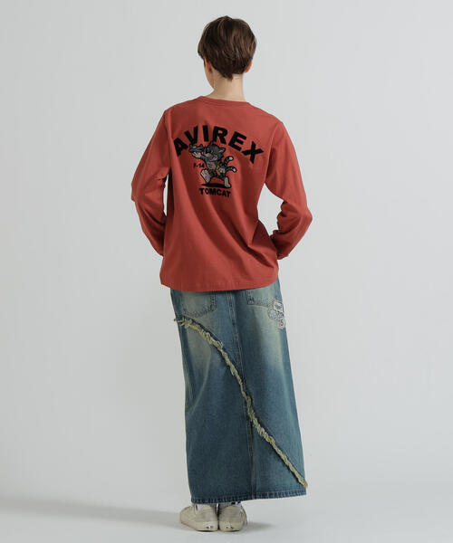 AVIREX(アヴィレックス)の「《WEB&DEPOT限定》TOMCAT L/S T-SHIRT(Tシャツ/カットソー・レディース・ブラック/ネイビー/ホワイト/レンガ・F)」の8枚目の写真