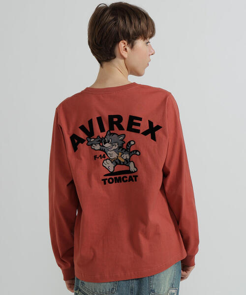 AVIREX(アヴィレックス)の「《WEB&DEPOT限定》TOMCAT L/S T-SHIRT(Tシャツ/カットソー・レディース・ブラック/ネイビー/ホワイト/レンガ・F)」の4枚目の写真