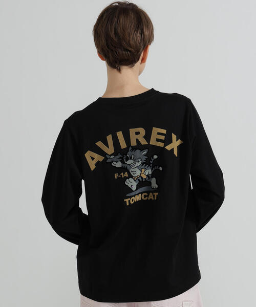 AVIREX(アヴィレックス)の「《WEB&DEPOT限定》TOMCAT L/S T-SHIRT(Tシャツ/カットソー・レディース・ブラック/ネイビー/ホワイト/レンガ・F)」の1枚目の写真