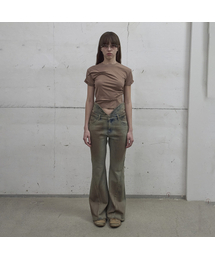 LCDC TM（エルシーディーシーティーエム）の「CUT-OUT WAIST WASHED DENIM (SAND GREY)（デニムパンツ）」