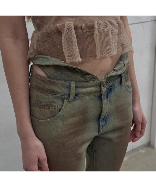 LCDC TM(エルシーディーシーティーエム)の「CUT-OUT WAIST WASHED DENIM (SAND GREY)(デニムパンツ・レディース・サンドグレー・SMALL/MEDIUM)」の8枚目の写真