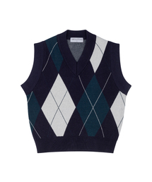 SELITIO（セレティオ）の「女性アーガイルVネックソフトニットベストネイビー（ベスト）」