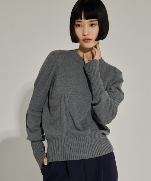 アキアカネ　グレー ニットセーター 長袖 AOYAMA 【洋服の青山】ニット レディース 秋冬 グレー 灰色 無地