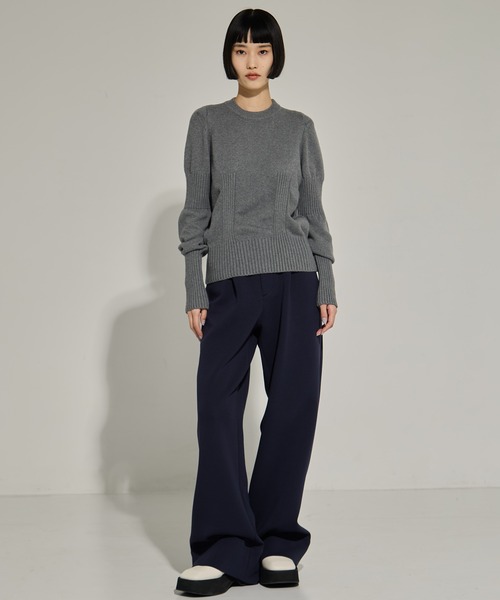 AKANE UTSUNOMIYA（アカネウツノミヤ）の「【AKANE UTSUNOMIYA/アカネウツノミヤ】AKES-005（パフスリーブニット）（ニット/セーター・レディース・ブラック/グレー・FREE）」の3枚目の写真