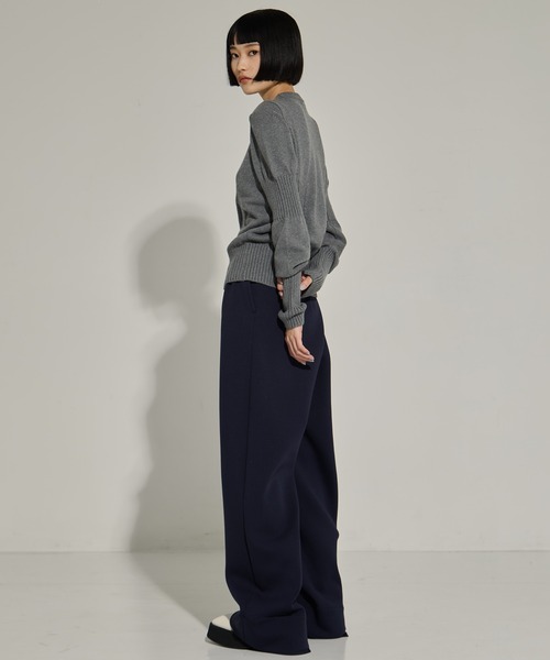 AKANE UTSUNOMIYA（アカネウツノミヤ）の「【AKANE UTSUNOMIYA/アカネウツノミヤ】AKES-005（パフスリーブニット）（ニット/セーター・レディース・ブラック/グレー・FREE）」の4枚目の写真