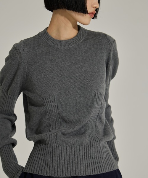 AKANE UTSUNOMIYA（アカネウツノミヤ）の「【AKANE UTSUNOMIYA/アカネウツノミヤ】AKES-005（パフスリーブニット）（ニット/セーター・レディース・ブラック/グレー・FREE）」の5枚目の写真