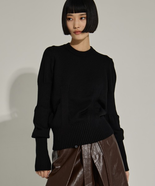 AKANE UTSUNOMIYA（アカネウツノミヤ）の「【AKANE UTSUNOMIYA/アカネウツノミヤ】AKES-005（パフスリーブニット）（ニット/セーター・レディース・ブラック/グレー・FREE）」の17枚目の写真