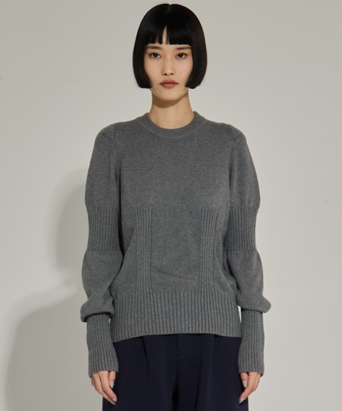 AKANE UTSUNOMIYA（アカネウツノミヤ）の「【AKANE UTSUNOMIYA/アカネウツノミヤ】AKES-005（パフスリーブニット）（ニット/セーター・レディース・ブラック/グレー・FREE）」の7枚目の写真