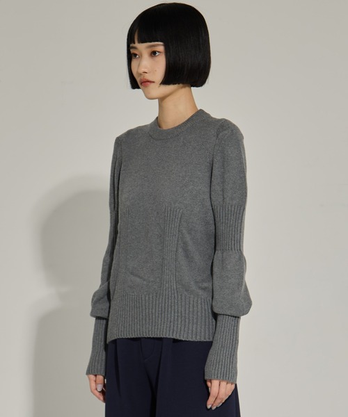 AKANE UTSUNOMIYA（アカネウツノミヤ）の「【AKANE UTSUNOMIYA/アカネウツノミヤ】AKES-005（パフスリーブニット）（ニット/セーター・レディース・ブラック/グレー・FREE）」の8枚目の写真