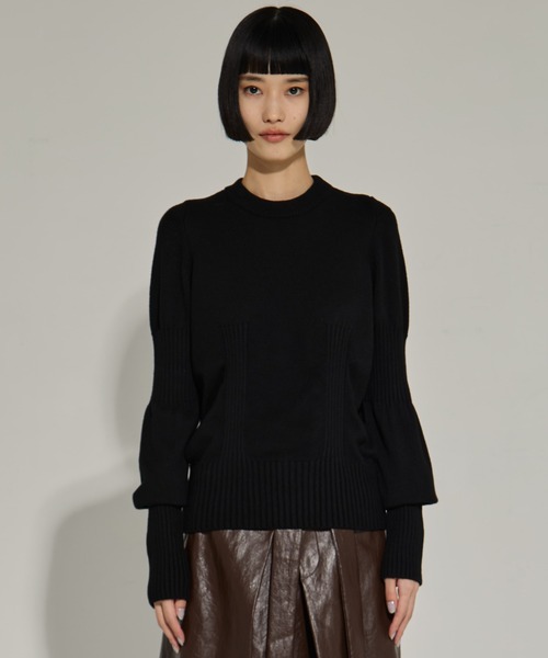 AKANE UTSUNOMIYA（アカネウツノミヤ）の「【AKANE UTSUNOMIYA/アカネウツノミヤ】AKES-005（パフスリーブニット）（ニット/セーター・レディース・ブラック/グレー・FREE）」の13枚目の写真