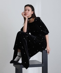 atlo（アトロ）の「ミモレ丈&袖ありフォーマルハートベロアドレープIラインスクエアネックセレモニー結婚式二次会パーティードレスオケージョンドレス同窓会成人式（ドレス）」