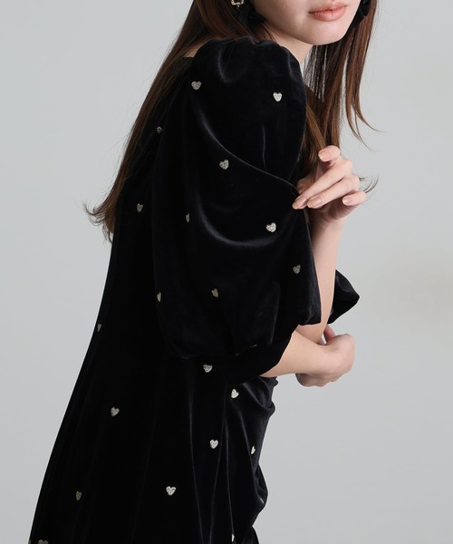 atlo（アトロ）の「ミモレ丈&袖あり フォーマル ハートベロアドレープ Iライン スクエアネックセレモニー 結婚式 二次会 パーティー ドレス オケージョンドレス お呼ばれ 同窓会 成人式 （ドレス・レディース・ブラウン/ブラック・M）」の10枚目の写真