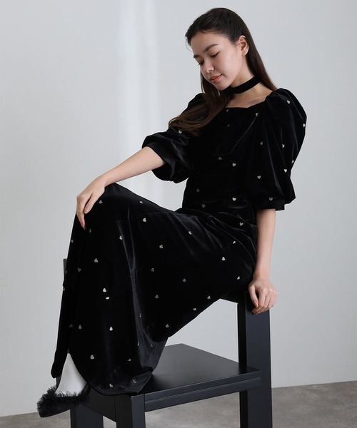 atlo（アトロ）の「ミモレ丈&袖あり フォーマル ハートベロアドレープ Iライン スクエアネックセレモニー 結婚式 二次会 パーティー ドレス オケージョンドレス お呼ばれ 同窓会 成人式 （ドレス・レディース・ブラウン/ブラック・M）」の15枚目の写真
