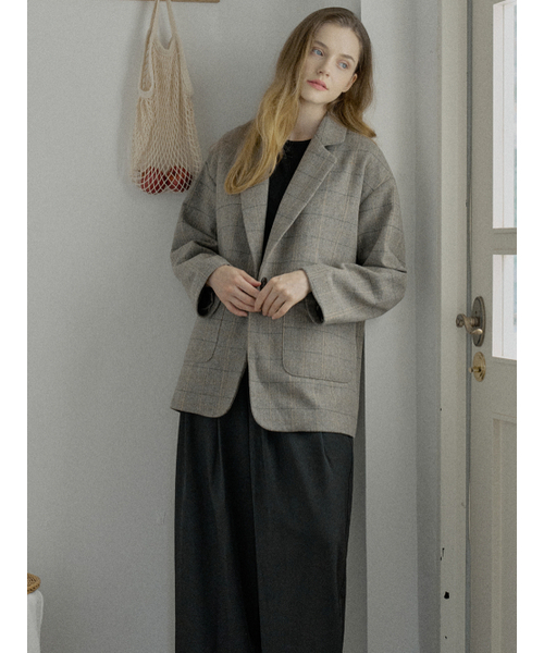AVANT-G(アバン)の「Check Herringbone Oversize Jacket - LIGHT GREY(テーラードジャケット・レディース・ライトグレー/ブラック/ブラウン・FREE)」の6枚目の写真