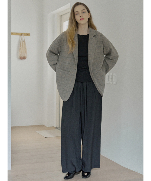 AVANT-G(アバン)の「Check Herringbone Oversize Jacket - LIGHT GREY(テーラードジャケット・レディース・ライトグレー/ブラック/ブラウン・FREE)」の7枚目の写真