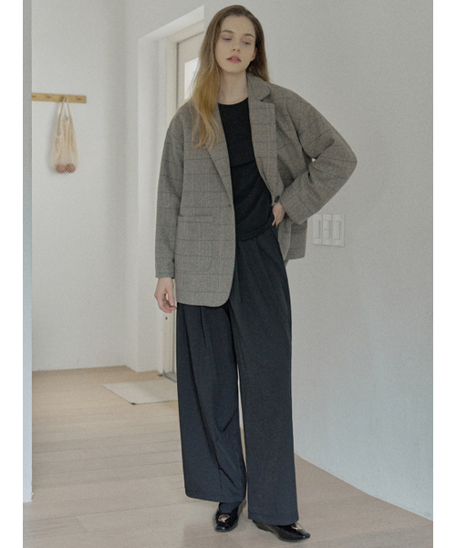 AVANT-G(アバン)の「Check Herringbone Oversize Jacket - LIGHT GREY(テーラードジャケット・レディース・ライトグレー/ブラック/ブラウン・FREE)」の8枚目の写真