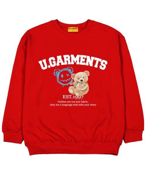 Union Garments(ユニオンガーメンツ)の「アートベア 裏毛 オーバーサイズ スウェットTシャツ レッド(スウェット・レディース・その他・MEDIUM/LARGE/X-LARGE/XX-LARGE)」の1枚目の写真