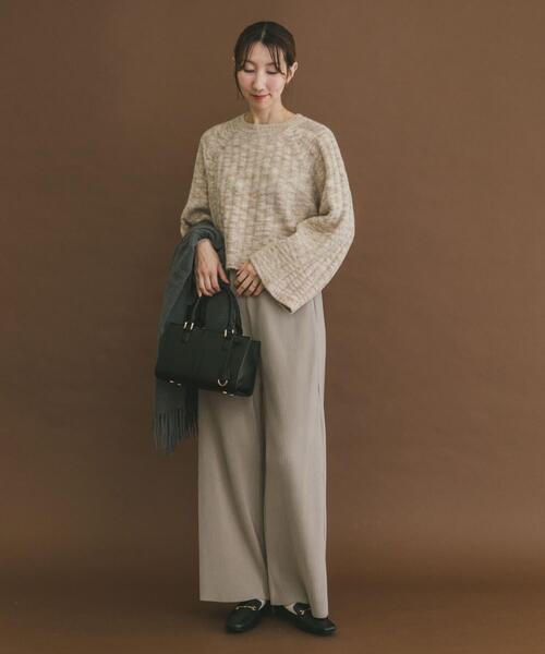 ITEMS URBANRESEARCH（アイテムズ アーバンリサーチ）の「ワイドスリーブミックスニット（ニット/セーター・レディース・イエロー/ベージュ/グレー・FREE）」の7枚目の写真