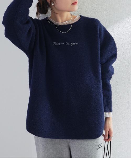 PUAL CE CIN(ピュアルセシン)の「ロゴ刺繍ニットプルオーバー(ニット/セーター・レディース・ネイビー/レッド/アイボリー・FREE)」の3枚目の写真