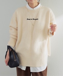 PUAL CE CIN | ロゴ刺繍ニットプルオーバー(ニット/セーター)