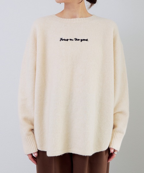 PUAL CE CIN(ピュアルセシン)の「ロゴ刺繍ニットプルオーバー(ニット/セーター・レディース・ネイビー/レッド/アイボリー・FREE)」の9枚目の写真