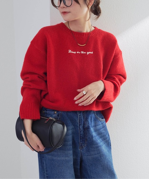 PUAL CE CIN(ピュアルセシン)の「ロゴ刺繍ニットプルオーバー(ニット/セーター・レディース・ネイビー/レッド/アイボリー・FREE)」の22枚目の写真