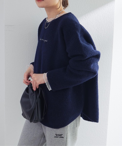 PUAL CE CIN(ピュアルセシン)の「ロゴ刺繍ニットプルオーバー(ニット/セーター・レディース・ネイビー/レッド/アイボリー・FREE)」の4枚目の写真